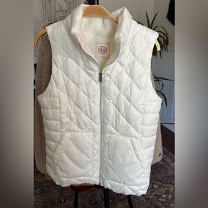 SO White Women’s Large Quilted Puffer Vest Zipper Jacket Sherpa Lined